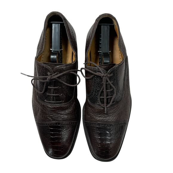 Magnanni 8761 Genuine Ostrich Leather Oxford Dress Shoes Brown Lace Up 42 US 9 main image 9